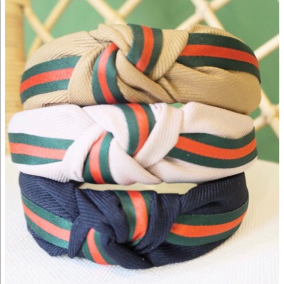 Tan color classic handmade Casual fabric Top knot ribbon headband - Picture 4 of 4